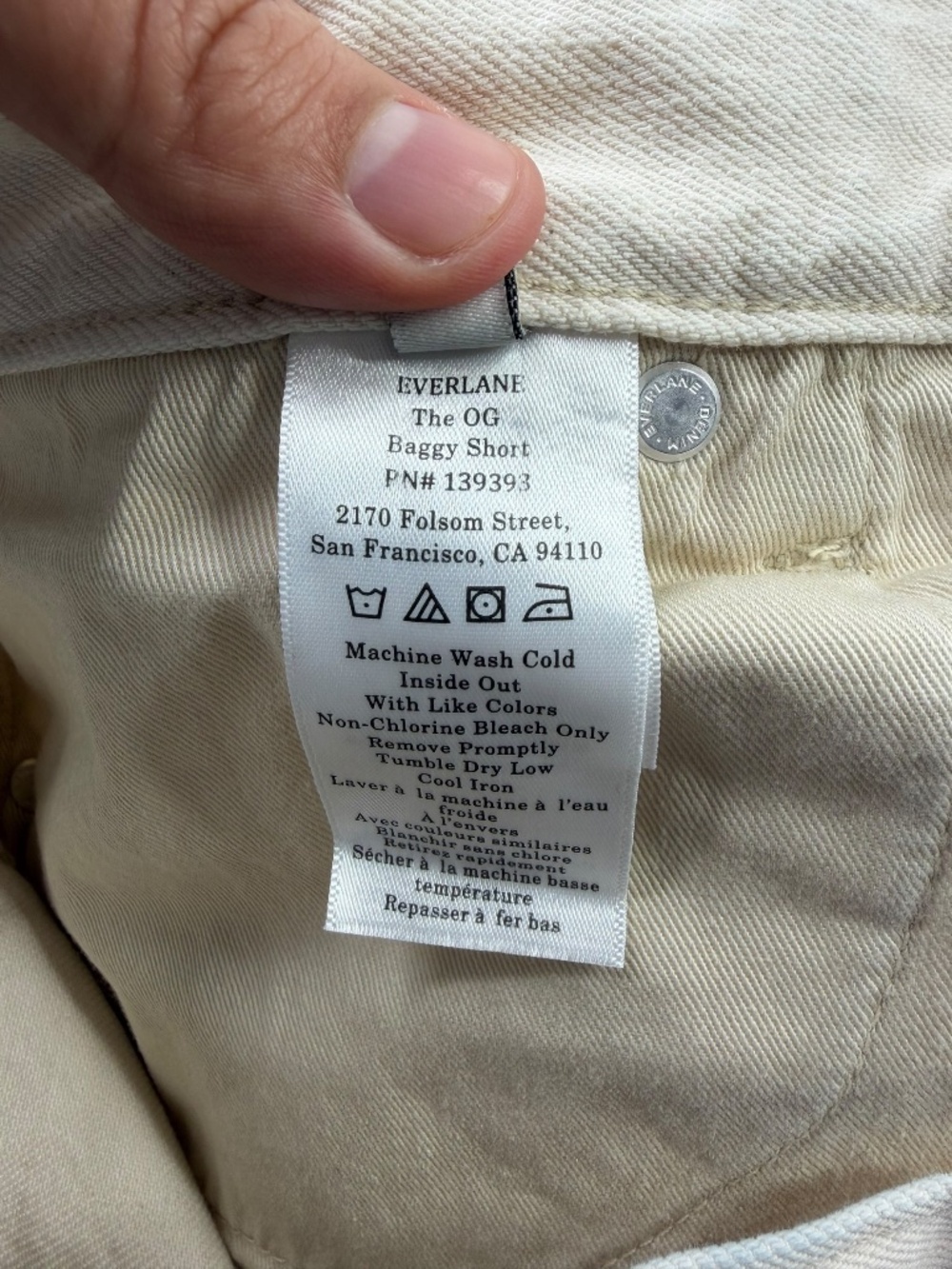 Everlane The OG Baggy Jean Shorts Frayed Hem Bone Sz 31R - Picture 6 of 12